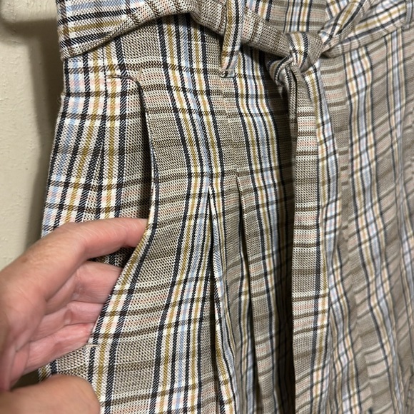 Massimo Dutti Check Linen Blend Bermuda Shorts Size 6 - Picture 4 of 9